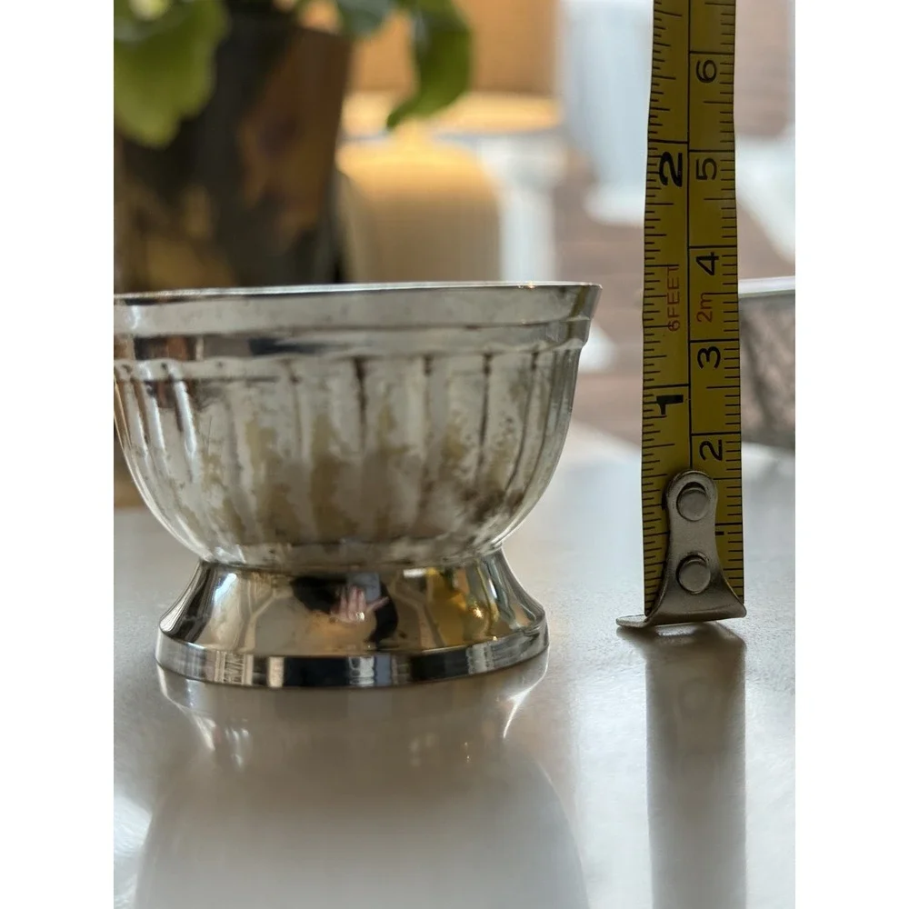 Silver Plate Footed Open Salt Cellar Bowl Vintage